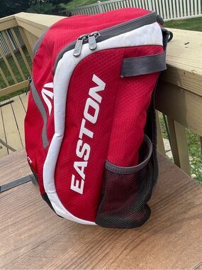 Easton Red and White Sports Backpack with Gray Trim
